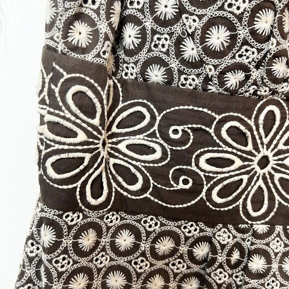 B. Darlin Dress Y2K Vintage Brown Tan Floral Embroidery Strappy Sz 7/8 - Picture 3 of 11